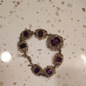 Vintage Avon Gold Bracelet with Rich Purple Stones